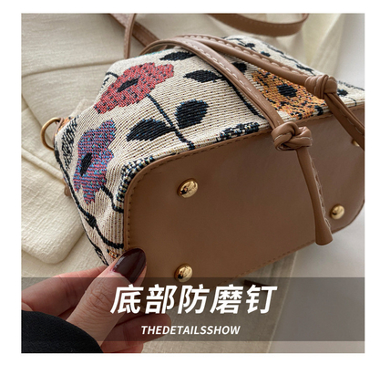 NEW CHINESE NAZIONALE VENTO ARMILLA BUCKET BACKET semplice moda tendenza estate nuovo stile di lino di alta qualità senso singolo spalla