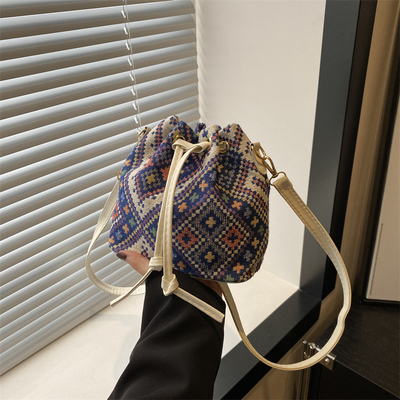 NEW CHINESE NAZIONALE VENTO ARMILLA BUCKET BACKET semplice moda tendenza estate nuovo stile di lino di alta qualità senso singolo spalla