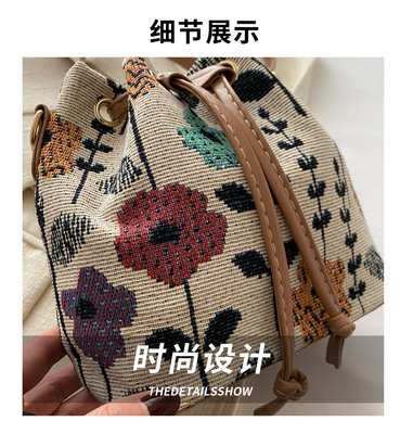 NEW CHINESE NAZIONALE VENTO ARMILLA BUCKET BACKET semplice moda tendenza estate nuovo stile di lino di alta qualità senso singolo spalla