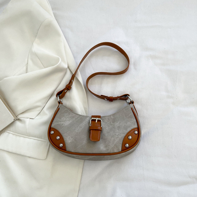 FASCIONE FRANCESA BORSA Casual sottobraccio DONNE 2024 NUOVA TESTRUZIONE BORSA BAGUETTE COLORE SIMPLE PATCHWORK BORSA TIDE