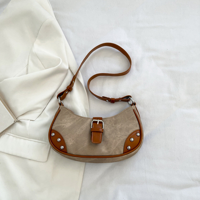 FASCIONE FRANCESA BORSA Casual sottobraccio DONNE 2024 NUOVA TESTRUZIONE BORSA BAGUETTE COLORE SIMPLE PATCHWORK BORSA TIDE
