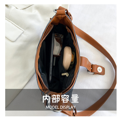 FASCIONE FRANCESA BORSA Casual sottobraccio DONNE 2024 NUOVA TESTRUZIONE BORSA BAGUETTE COLORE SIMPLE PATCHWORK BORSA TIDE