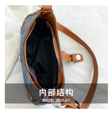 FASCIONE FRANCESA BORSA Casual sottobraccio DONNE 2024 NUOVA TESTRUZIONE BORSA BAGUETTE COLORE SIMPLE PATCHWORK BORSA TIDE