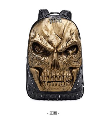 3D PU LEATHER SKULL BACKPACK - BACKPACK STEAM PUNK RIVET PERSONALITY BACKPACK di viaggio BACKPACK di scuola superiore / liceo BACKPACK