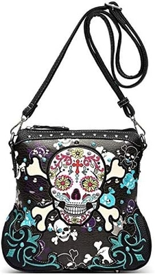 # Giorno dei morti # # Croce di ossa rock # # borsa di metallo # # borsa di pelle di scheletro # # borsa di donna # # borsa di mano # # borsa a spalla #