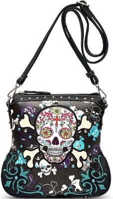 # Giorno dei morti # # Croce di ossa rock # # borsa di metallo # # borsa di pelle di scheletro # # borsa di donna # # borsa di mano # # borsa a spalla #