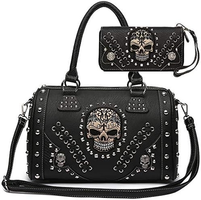 Sugar Skull Giorno dei Morti PUNK ART BORSA cintura rimovibile donna borsa da mano borsa da spalla portafoglio set