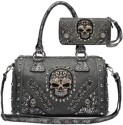 Sugar Skull Giorno dei Morti PUNK ART BORSA cintura rimovibile donna borsa da mano borsa da spalla portafoglio set