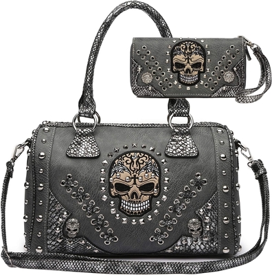 Sugar Skull Giorno dei Morti PUNK ART BORSA cintura rimovibile donna borsa da mano borsa da spalla portafoglio set