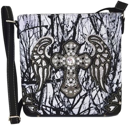 Camuffamento Strass Croce Pistola Serratura Western Crossbody Borse da mano Cowgirl Country Borsa a stucco Donne Single Shoulder