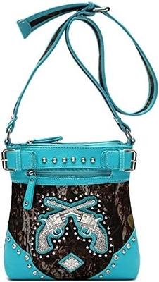 Camuffamento Strass Croce Pistola Serratura Western Crossbody Borse da mano Cowgirl Country Borsa a stucco Donne Single Shoulder