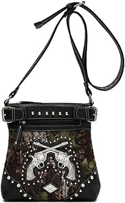 Camuffamento Strass Croce Pistola Serratura Western Crossbody Borse da mano Cowgirl Country Borsa a stucco Donne Single Shoulder