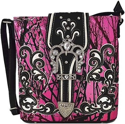 Camuffamento Strass Croce Pistola Serratura Western Crossbody Borse da mano Cowgirl Country Borsa a stucco Donne Single Shoulder