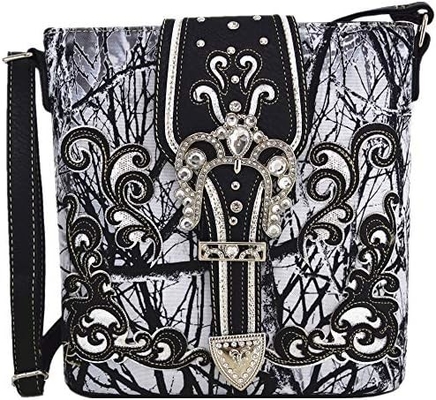 Camuffamento Strass Croce Pistola Serratura Western Crossbody Borse da mano Cowgirl Country Borsa a stucco Donne Single Shoulder