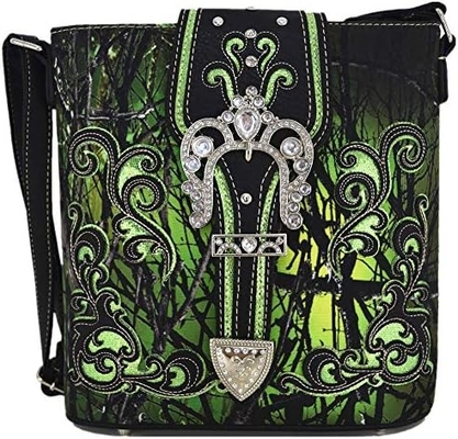 Camuffamento Strass Croce Pistola Serratura Western Crossbody Borse da mano Cowgirl Country Borsa a stucco Donne Single Shoulder