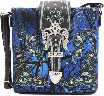 Camuffamento Strass Croce Pistola Serratura Western Crossbody Borse da mano Cowgirl Country Borsa a stucco Donne Single Shoulder