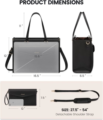 Lovevook Borsa portatile per donne, Borsa portatile da 15,6 pollici Borsa da 2 in 1 Borsa da lavoro professionale Portafogli da lavoro con frizione