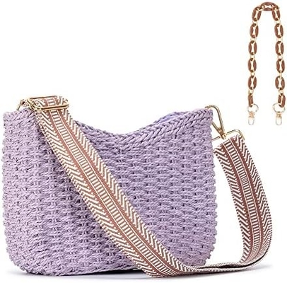 "Herald" piccolo sacchetto di paglia fatto a mano "Crossbody bag" per donne, "Summer chic" "Woven handbag" "Shoulder purse with chain"