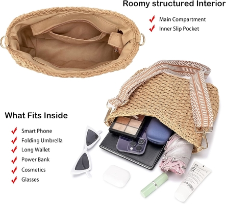 "Herald" piccolo sacchetto di paglia fatto a mano "Crossbody bag" per donne, "Summer chic" "Woven handbag" "Shoulder purse with chain"