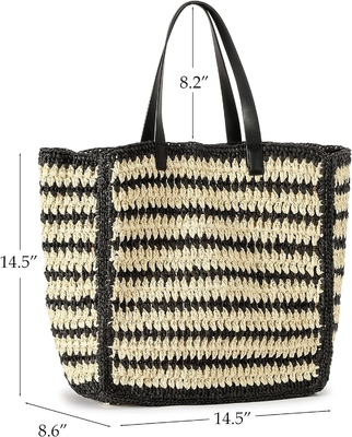 HERALD LARGE handmade straw tote handbag per donne, estate spiaggia tessitura chic spalla borsa di viaggio