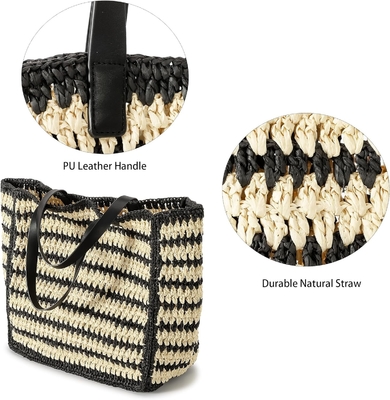 HERALD LARGE handmade straw tote handbag per donne, estate spiaggia tessitura chic spalla borsa di viaggio