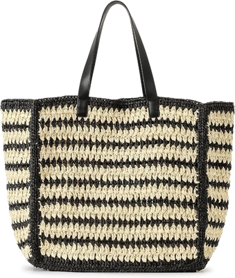 HERALD LARGE handmade straw tote handbag per donne, estate spiaggia tessitura chic spalla borsa di viaggio