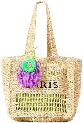 Herald Straw Mesh Beach Tote Bag per donne, grande Summer leggero pieghevole borsa da spalla tessuta per i viaggi