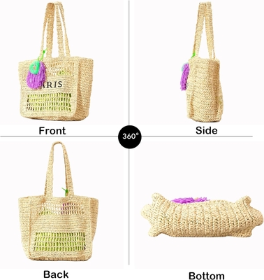 Herald Straw Mesh Beach Tote Bag per donne, grande Summer leggero pieghevole borsa da spalla tessuta per i viaggi