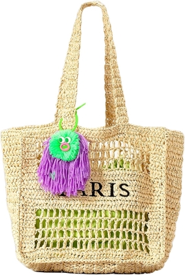 Herald Straw Mesh Beach Tote Bag per donne, grande Summer leggero pieghevole borsa da spalla tessuta per i viaggi