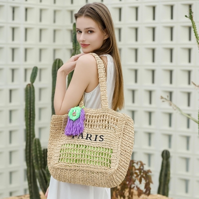 Herald Straw Mesh Beach Tote Bag per donne, grande Summer leggero pieghevole borsa da spalla tessuta per i viaggi