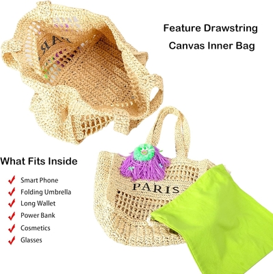 Herald Straw Mesh Beach Tote Bag per donne, grande Summer leggero pieghevole borsa da spalla tessuta per i viaggi
