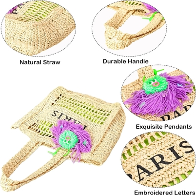 Herald Straw Mesh Beach Tote Bag per donne, grande Summer leggero pieghevole borsa da spalla tessuta per i viaggi