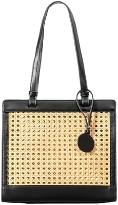 Borsa da spiaggia di paglia per donne estiva di tessuto di rattan borsa da bagno di paglia borse di paglia e borse da mano per le vacanze con ciondolo
