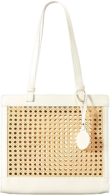 Borsa da spiaggia di paglia per donne estiva di tessuto di rattan borsa da bagno di paglia borse di paglia e borse da mano per le vacanze con ciondolo