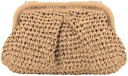 PIAGHE CHIC DONNE RAFFIA STRAW DUMPLING CLUTCH STYLISH VACATION estiva borsa da ginnastica