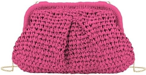 PIAGHE CHIC DONNE RAFFIA STRAW DUMPLING CLUTCH STYLISH VACATION estiva borsa da ginnastica