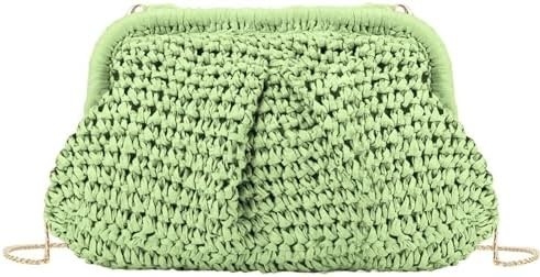 PIAGHE CHIC DONNE RAFFIA STRAW DUMPLING CLUTCH STYLISH VACATION estiva borsa da ginnastica