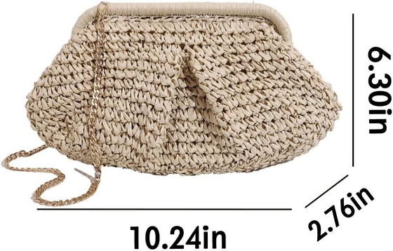 PIAGHE CHIC DONNE RAFFIA STRAW DUMPLING CLUTCH STYLISH VACATION estiva borsa da ginnastica