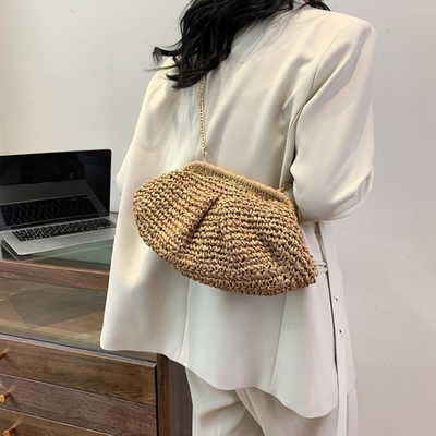 PIAGHE CHIC DONNE RAFFIA STRAW DUMPLING CLUTCH STYLISH VACATION estiva borsa da ginnastica