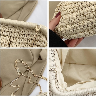 PIAGHE CHIC DONNE RAFFIA STRAW DUMPLING CLUTCH STYLISH VACATION estiva borsa da ginnastica