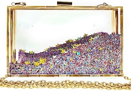 JeVenis Magical Sequins trasparenti Borsa di coppia Borsa da sera per la festa Sposa del ballo