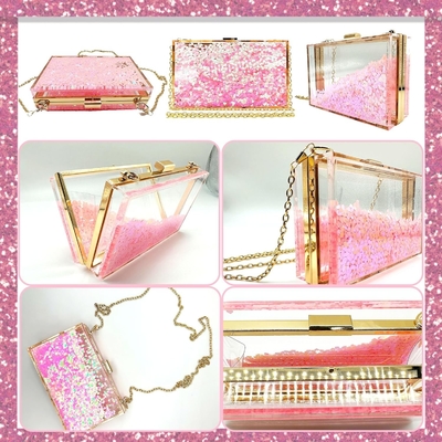 JeVenis Magical Sequins trasparenti Borsa di coppia Borsa da sera per la festa Sposa del ballo