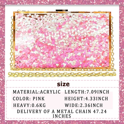 JeVenis Magical Sequins trasparenti Borsa di coppia Borsa da sera per la festa Sposa del ballo