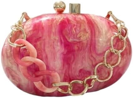 Borsa da sera in acrilico per donne con forma di conchiglia Borsa spalla crossbody borsa glitter borsa da mano in marmo