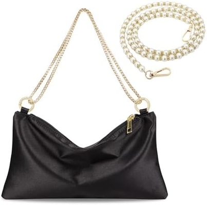 Borsa da sera in satin per donna Borsa da mano per donna Borsa da spalla per matrimonio con 2 catene per festa formale