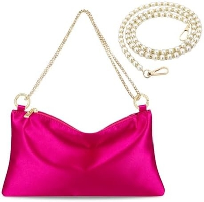 Borsa da sera in satin per donna Borsa da mano per donna Borsa da spalla per matrimonio con 2 catene per festa formale