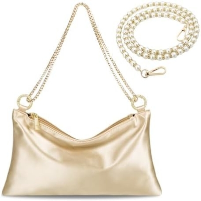 Borsa da sera in satin per donna Borsa da mano per donna Borsa da spalla per matrimonio con 2 catene per festa formale