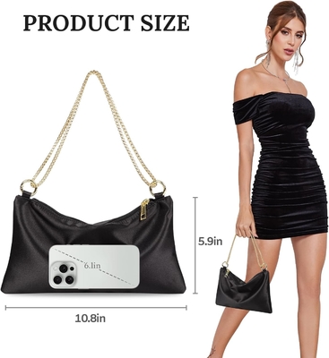 Borsa da sera in satin per donna Borsa da mano per donna Borsa da spalla per matrimonio con 2 catene per festa formale