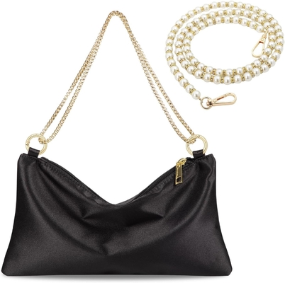 Borsa da sera in satin per donna Borsa da mano per donna Borsa da spalla per matrimonio con 2 catene per festa formale