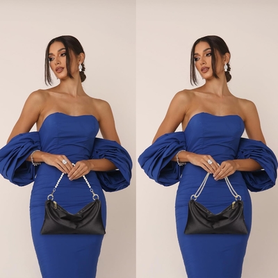 Borsa da sera in satin per donna Borsa da mano per donna Borsa da spalla per matrimonio con 2 catene per festa formale